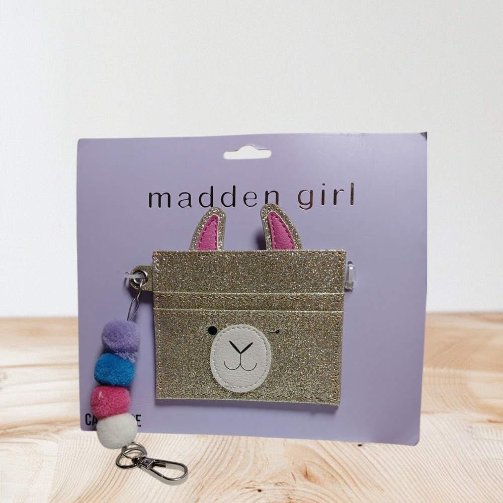 Madden Girl Llama Silver Glitter Sparkle‎ Credit Card Case Wallet NEW